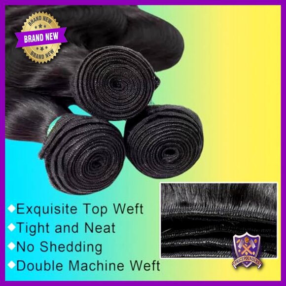 22in Brazilian Virgin Hair Extensions Body Wave Double Weft Bundles main image 4